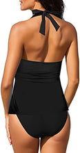 Load image into Gallery viewer, Uqnaivs Womens V Neck Two Pieces Swimsuit Halter Open Back Tankini Bathing Suit