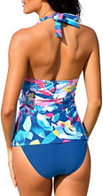 Load image into Gallery viewer, Uqnaivs Womens V Neck Two Pieces Swimsuit Halter Open Back Tankini Bathing Suit
