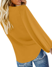 Load image into Gallery viewer, Uqnaivs Womens V Neck Button Down Shirt 3/4 Sleeve Blouses Tie Knot Tops