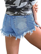Load image into Gallery viewer, Uqnaivs Women&#39;s Mid Rise Shorts Ripped Faded Wash Frayed Raw Hem Denim Jean Shorts