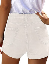 Load image into Gallery viewer, Uqnaivs Women&#39;s Casual High Waisted Cuffed Hem Stretchy Ripped Denim Jean Shorts