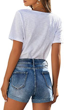 Load image into Gallery viewer, Uqnaivs Women&#39;s Casual High Waisted Cuffed Hem Stretchy Ripped Denim Jean Shorts