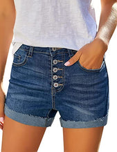 Load image into Gallery viewer, Uqnaivs Women&#39;s Casual High Waisted Cuffed Hem Stretchy Ripped Denim Jean Shorts
