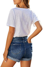 Load image into Gallery viewer, Uqnaivs Women&#39;s Casual High Waisted Cuffed Hem Stretchy Ripped Denim Jean Shorts