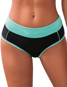 Uqnaivs Women's Printed Colorblock Waistband Bikini Bottom Swimsuit Brief Shorts