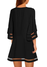 Load image into Gallery viewer, 3/4 Bell Sleeve Mesh Panel Above-The-Knee Short A Line Dress