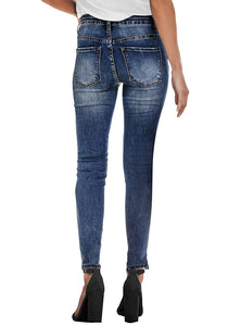 Uqnaivs Women's High Rise Ripped Skinny Jeans Distressed Slim Fit Denim Pants