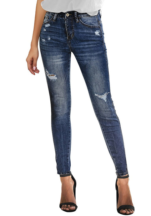 Uqnaivs Women's High Rise Ripped Skinny Jeans Distressed Slim Fit Denim Pants