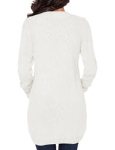 Load image into Gallery viewer, Uqnaivs Womens Open Front Long Sleeves Pocket Button Cable Knit Sweater Cardigan