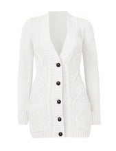 Load image into Gallery viewer, Uqnaivs Womens Open Front Long Sleeves Pocket Button Cable Knit Sweater Cardigan