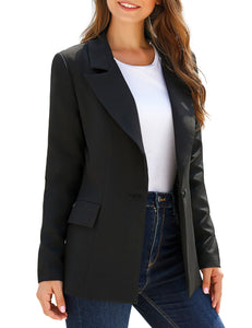 Uqnaivs Women's Lapel Blazer Suit Button Long Sleeve Pocket Work Office Jacket