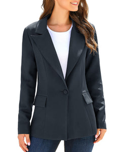 Uqnaivs Women's Lapel Blazer Suit Button Long Sleeve Pocket Work Office Jacket