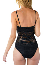 Load image into Gallery viewer, Uqnaivs Womens Hollow Out One Piece Swimsuit Crochet Lace Swimwear Bathing Suit