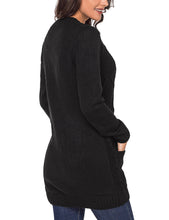 Load image into Gallery viewer, Uqnaivs Womens Open Front Long Sleeves Pocket Button Cable Knit Sweater Cardigan