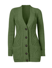 Load image into Gallery viewer, Uqnaivs Womens Open Front Long Sleeves Pocket Button Cable Knit Sweater Cardigan
