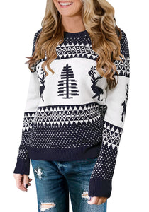 Casual Long Sleeve Sweater Tops Crew Neck Holiday Knit Pullover