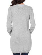 Load image into Gallery viewer, Uqnaivs Womens Open Front Long Sleeves Pocket Button Cable Knit Sweater Cardigan
